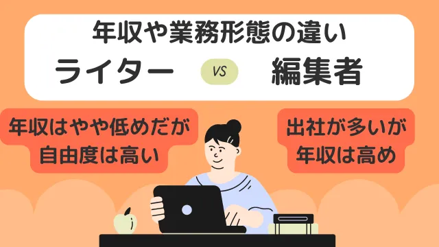 ライター　編集　年収や業務形態の違い