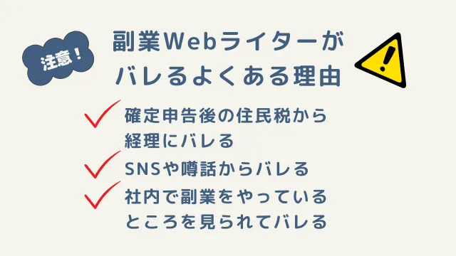 Webライター　副業　バレる理由